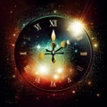 12 o'clock vintage clock face sparkles and glitter Royalty Free Stock Photo