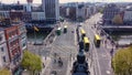 O Connell Bridge in the city center of Dublin - view from above