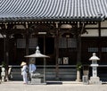 O-henro Buddhist pilgrims at Kichijoji, temple number 63 of Shikoku pilgrimage Royalty Free Stock Photo