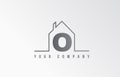 O home alphabet icon logo letter design. House for a real estate company. Business identity with thin line contour