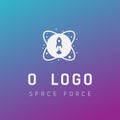 o initial space force logo design galaxy rocket vector in gradient background Royalty Free Stock Photo