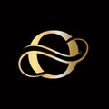 O Letter Logo with Golden Luxury Color and Monogram Design. O Letter Initial Luxurious Logo Template. O Logo Golden Concept