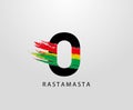 O Letter Logo With Splatter and Rasta Color. Letter O Reggae Royalty Free Stock Photo