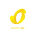 O letter yellow logo design, abstract swirl gradient sharp. Futuristic dynamic emblem. App template icon. Corporate Royalty Free Stock Photo