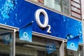 O2 mobile operator communication store brand telephone internet provider shop with logo in Stuttgart, Germany