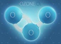 O3 ozone 3d molecule isolated on abstract background Royalty Free Stock Photo