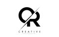 OR O R Letter Logo Design with a Creative Cut Royalty Free Stock Photo