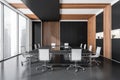 O shape dark grey conference room table for twelve persons