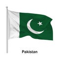 Flag of the Republic of Pakistan in the wind on flagpole