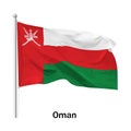 Flag of the Sultanate of Oman in the wind on flagpole