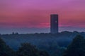 The O2 Tower of Munich at a beautiful violett sunset. Royalty Free Stock Photo