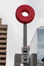 O Train, OC Transpo station sign in Ottawa downtown in Canada