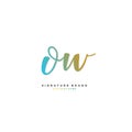 O W OW Initial letter handwriting and signature logo concept design