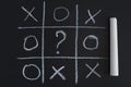 O X Game on black chalk board Royalty Free Stock Photo