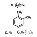 O-Xylene Molecule Formula Hand Drawn Imitation Royalty Free Stock Photo