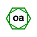 OA company monogram with green diamond. OA icon Royalty Free Stock Photo