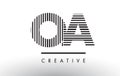 OA O A Black and White Lines Letter Logo Design.