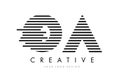 OA O A Zebra Letter Logo Design with Black and White Stripes