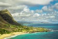 Oahu, Hawaii Coast with Mountains Royalty Free Stock Photo