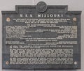 Japanese surrender memorial plate at USS Missouri at Pearl Harbor, Oahu, Hawaii, USA