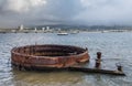 Rusty part of USS Arizona memorial in Pearl Harbor, Oahu, Hawaii, USA