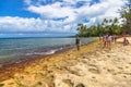 Tourists in Hawaii for green sea turtles Royalty Free Stock Photo