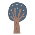 Oak or apple tree icon in doodle cartoon style isolated on white. Forest hand drawn design element vector, naive drawing Royalty Free Stock Photo