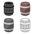 Oak barrel beer. A barrel in which beer is brewed. Pub single icon in cartoon style vector symbol stock illustration.