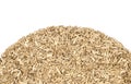 Oak chips sawdust isolated white background. small wood chips for smoking. sawdust texture . ecological fuel Royalty Free Stock Photo