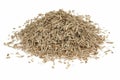 Oak chips sawdust isolated white background. small wood chips for smoking. sawdust texture . ecological fuel Royalty Free Stock Photo