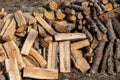 oak firewood cut and stacked Royalty Free Stock Photo