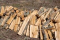 pile of cut oak firewood Royalty Free Stock Photo