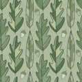 Oak greeny leaves pattern. Fabric design. Textile and wallpaper pattern background Royalty Free Stock Photo