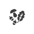 Oak leaf acorns and mushroom vector icon