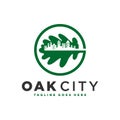 Oak leaf city illustration logo design Royalty Free Stock Photo