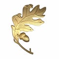 Oak leaf 3d render, on a white background Royalty Free Stock Photo