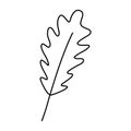 Oak leaf icon, autumn design element, doodle style flat vector outline for coloring book Royalty Free Stock Photo