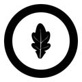 Oak leaf icon black color in circle Royalty Free Stock Photo