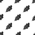 Oak leaf icon in black style isolated on white background. Canadian Thanksgiving Day pattern stock vector illustration.
