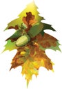 Oak leaf isolated on white, vector illustration Royalty Free Stock Photo