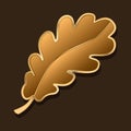 Oak Leaf. stylized piece of jewelry. chocolate and gold colors.