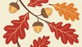 Oak Leaves and Acorns, Rustic Autumn Seamless Vector Pattern, vector design Generative AI Royalty Free Stock Photo