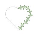 Oak leaves and heart shape frame. Half of the heart is wrapped in green leaves. Suitable for invitations, cards, quotes, blogs,