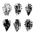 Oak leaves imprints set isolated on white background. Vector illustration Royalty Free Stock Photo