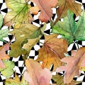 Oak leaves pattern in a watercolor style. Royalty Free Stock Photo