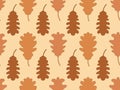 Oak leaves seamless pattern. Falling autumn leaves. Design for wrapping paper, print,  fabric and printing. Vector illustration Royalty Free Stock Photo