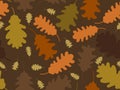 Oak leaves seamless pattern. Falling autumn leaves. Design for wrapping paper, print, fabric and printing. Vector illustration Royalty Free Stock Photo