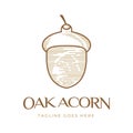 Oak Nut Acorn vintage retro Antique illustration with Retro Icon Template style. Logo Design Vector Royalty Free Stock Photo