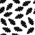 Seamless vector pattern oak leaves, silhouette, autumn leafy background