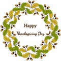 Oak, Thanksgiving Day, in color, liner, round frame 2 Royalty Free Stock Photo